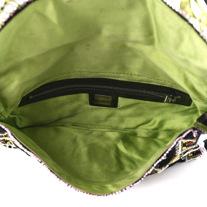 Fendi Satin Beaded Baguette Black Multicolor 5 of 11