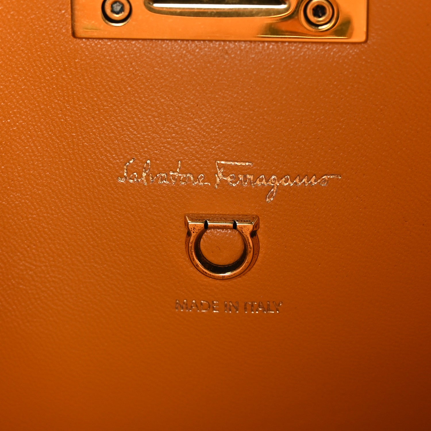 Salvatore Ferragamo Hammered Calfskin Small The Studio Box Bag Orange 6 of 9