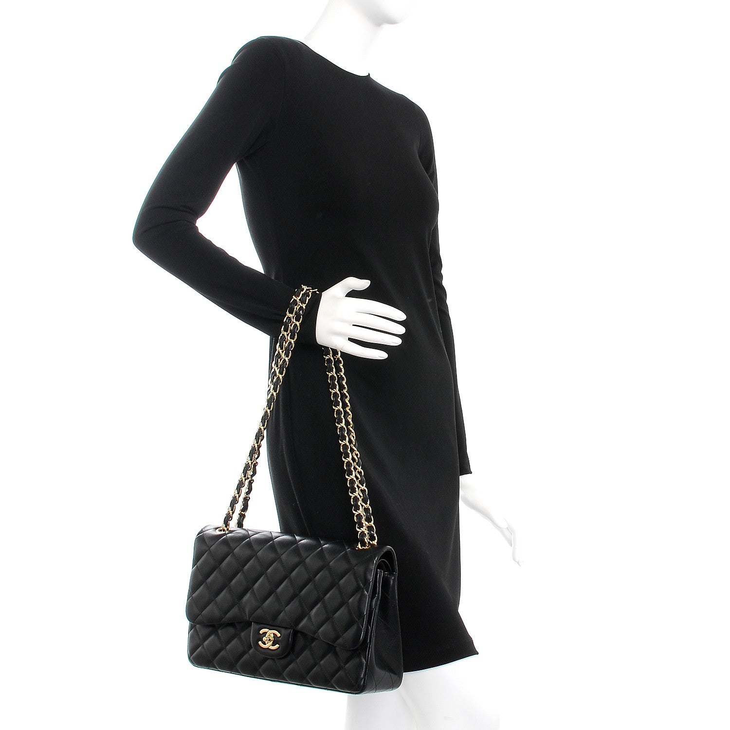 Chanel Lambskin Quilted Jumbo Double Flap Black 3 of 10