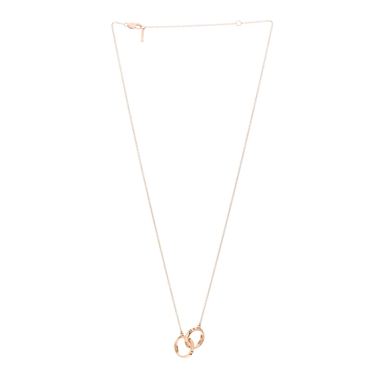 Tiffany 18K Rose Gold Interlocking Atlas Open Pendant Necklace 2 of 4