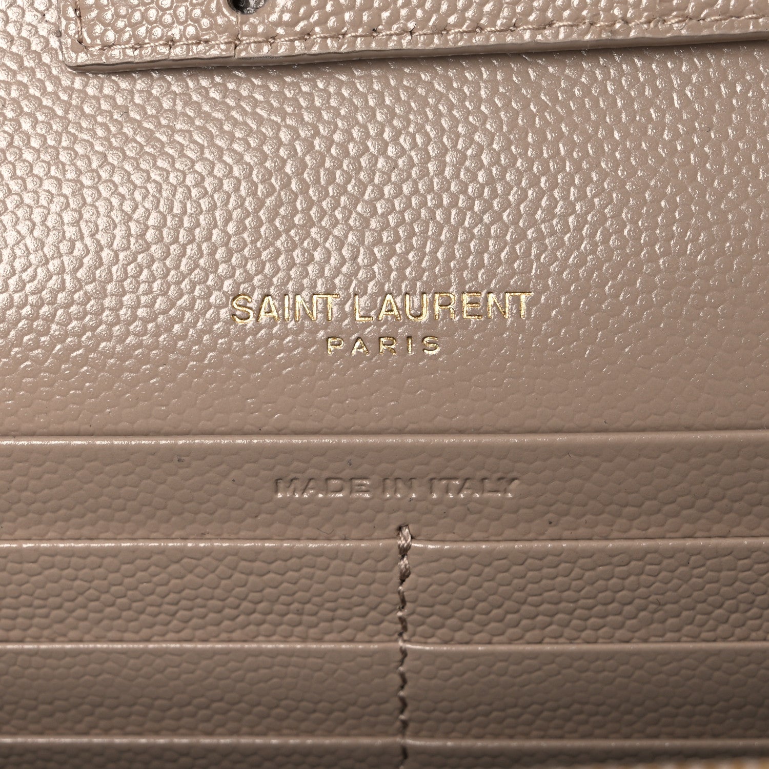 Saint Laurent Grain De Poudre Matelasse Chevron Monogram Chain Wallet Dark Beige 7 of 12