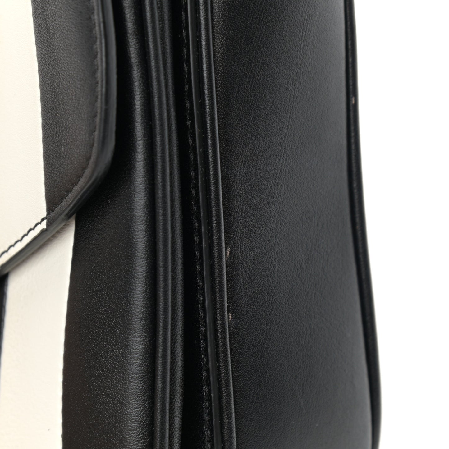 Shiny Calfskin Stripes Small C Bag Black