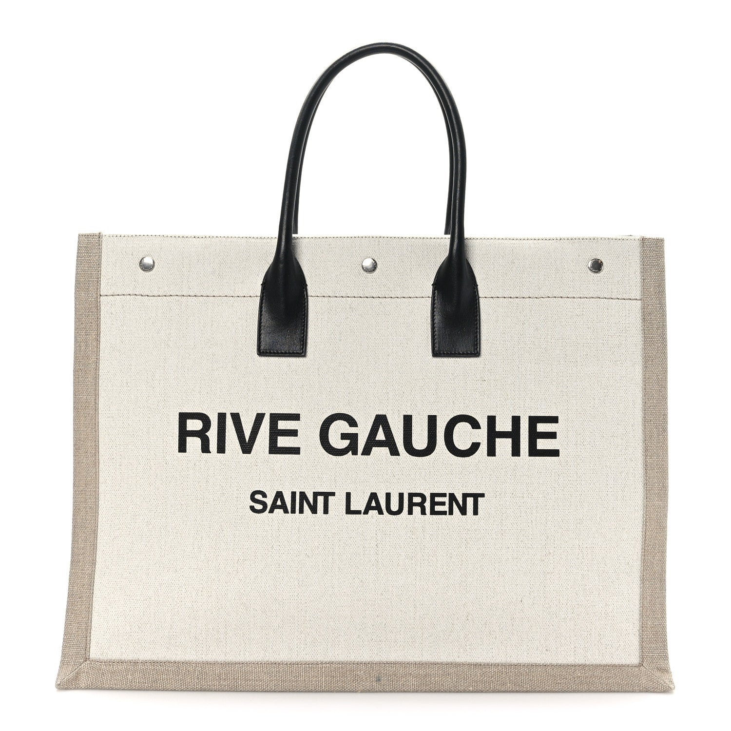 Saint Laurent Linen Calfskin Rive Gauche Tote Optic White 1 of 9