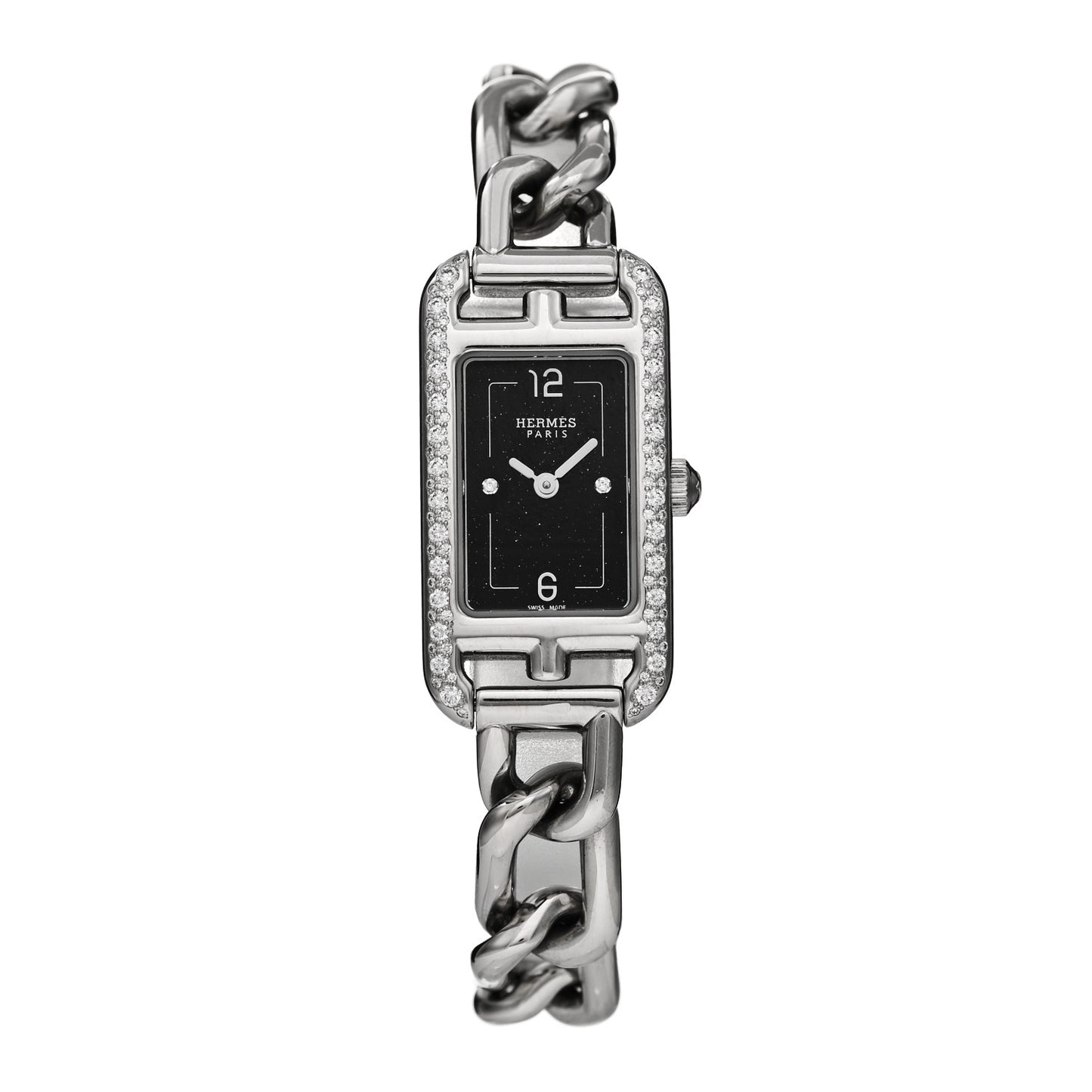 Stainless Steel Diamond Bezel 17mm Nantucket Quartz Watch Black