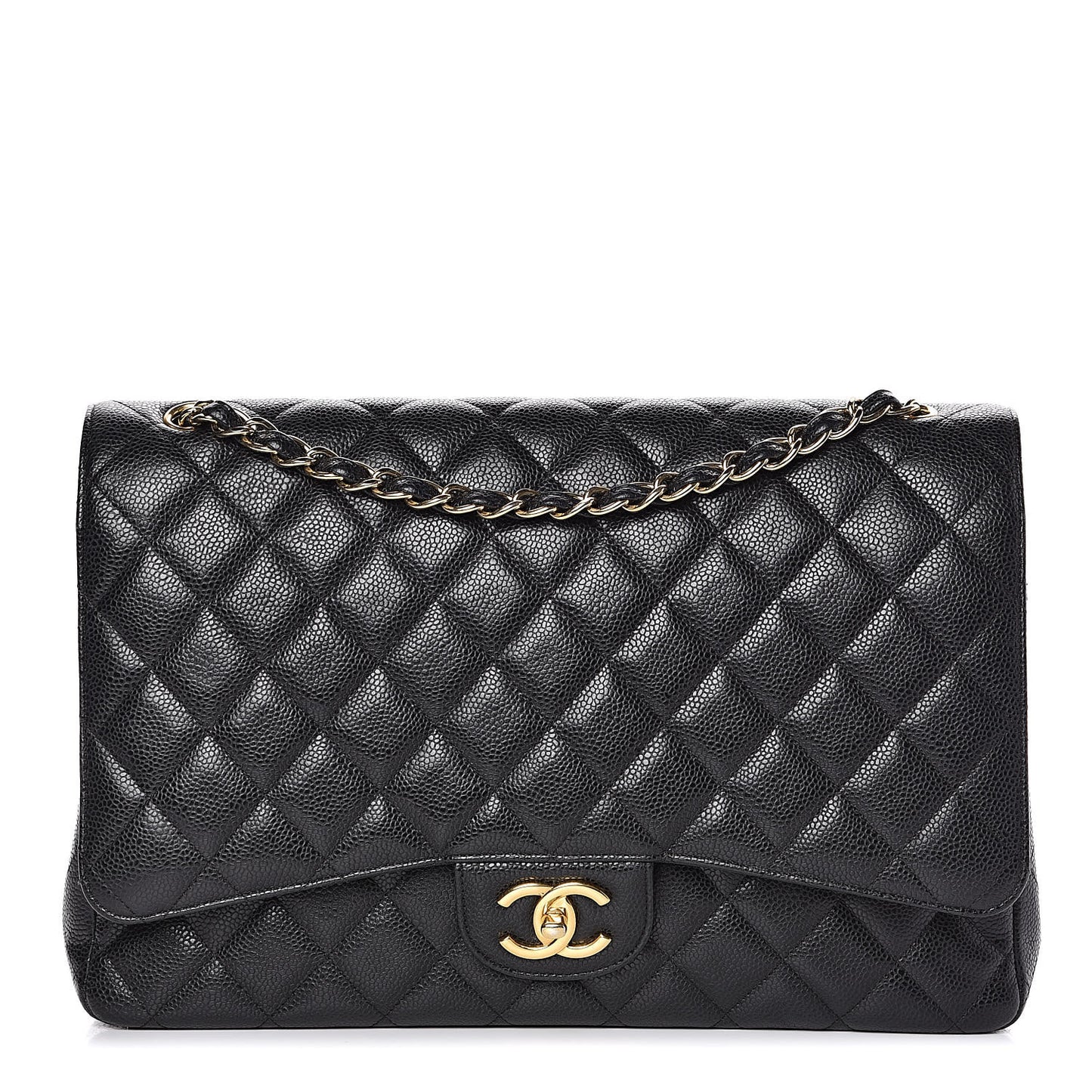 Caviar Quilted Maxi Double Flap Black