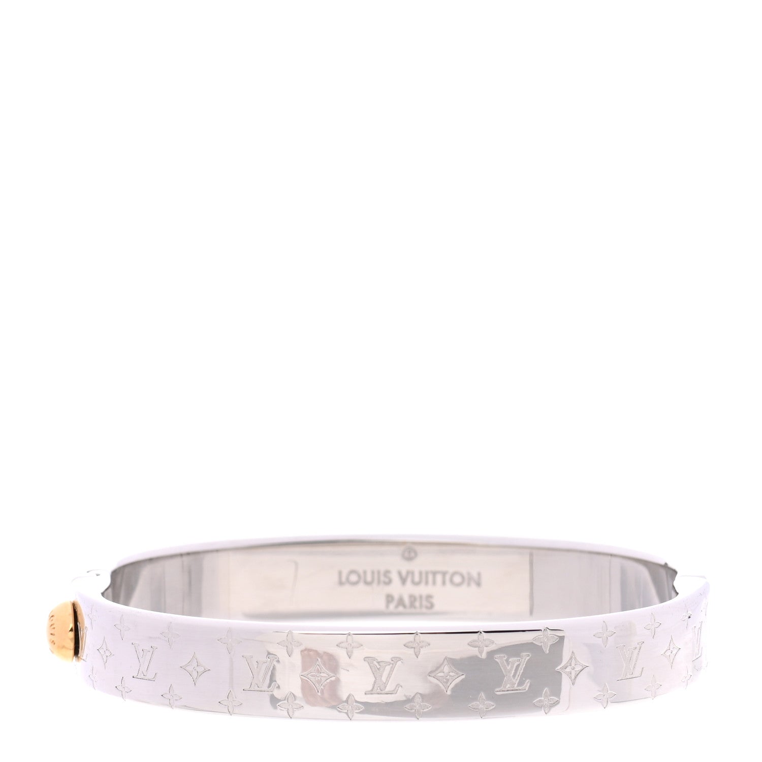 Louis Vuitton Brass Palladium Plated Nanogram Cuff M Silver 1 of 5