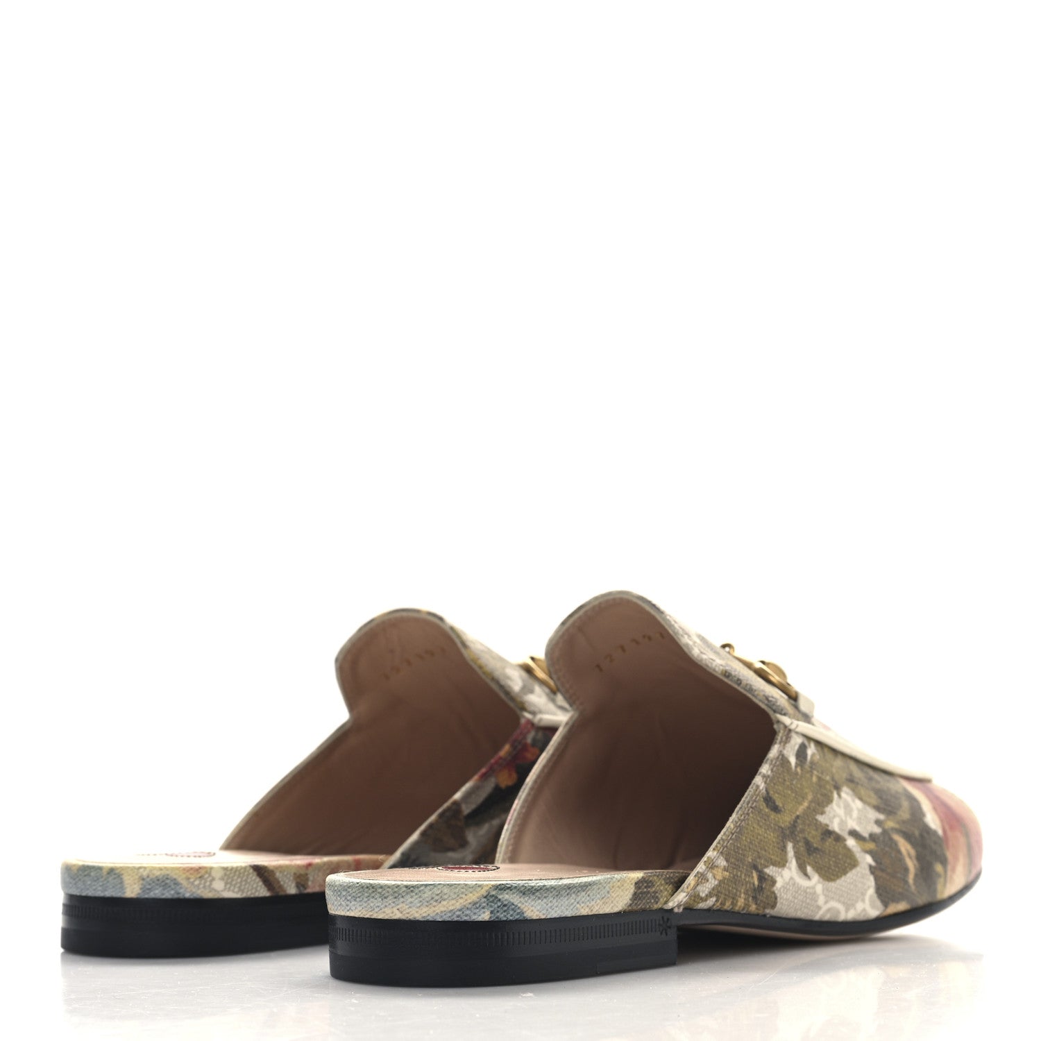 Gucci GG Supreme Monogram Malaga Kid Water Flora Womens Princetown Slippers 39 Beige White Multicolor Mystic White 5 of 10