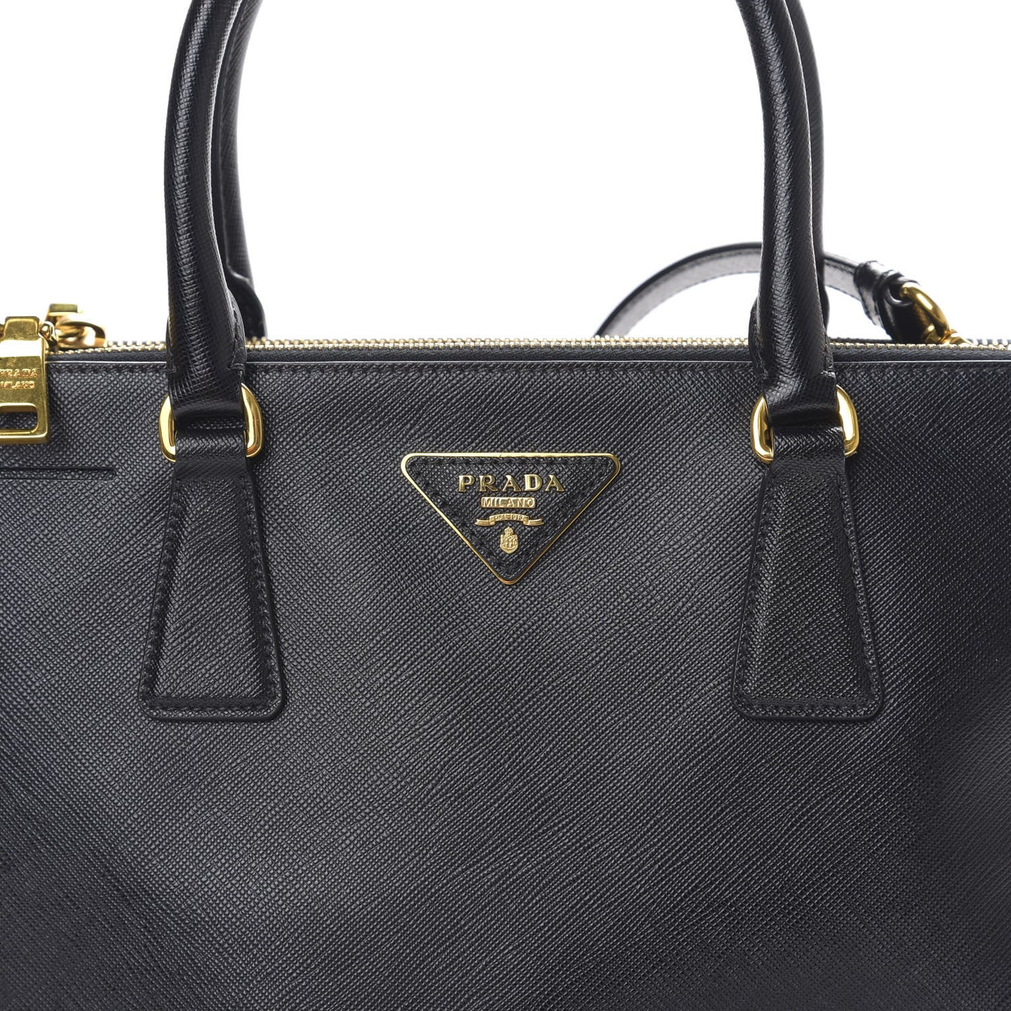 Saffiano Medium Galleria Double Zip Tote Black