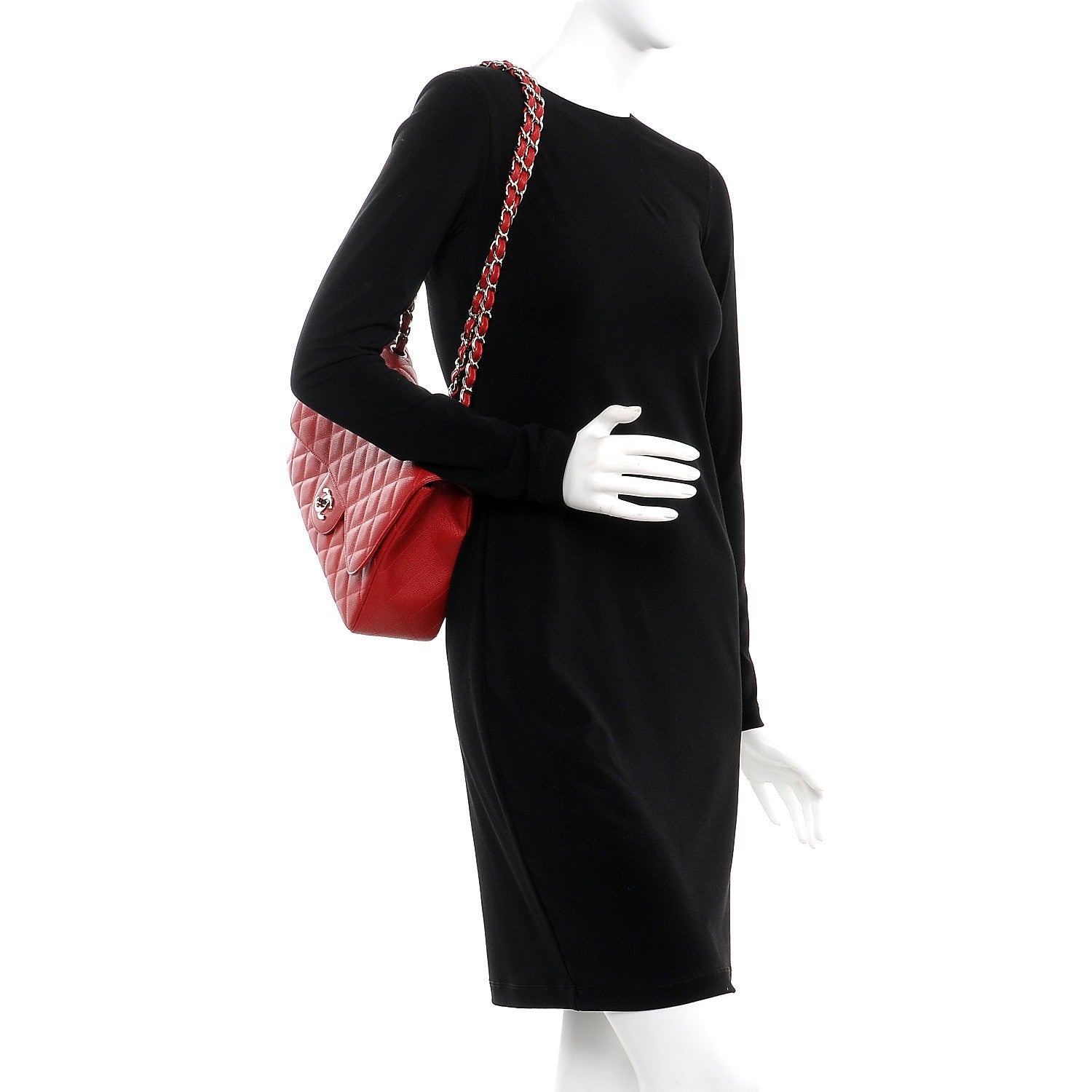 Chanel Caviar Quilted Jumbo Single Flap Red 2 of 8