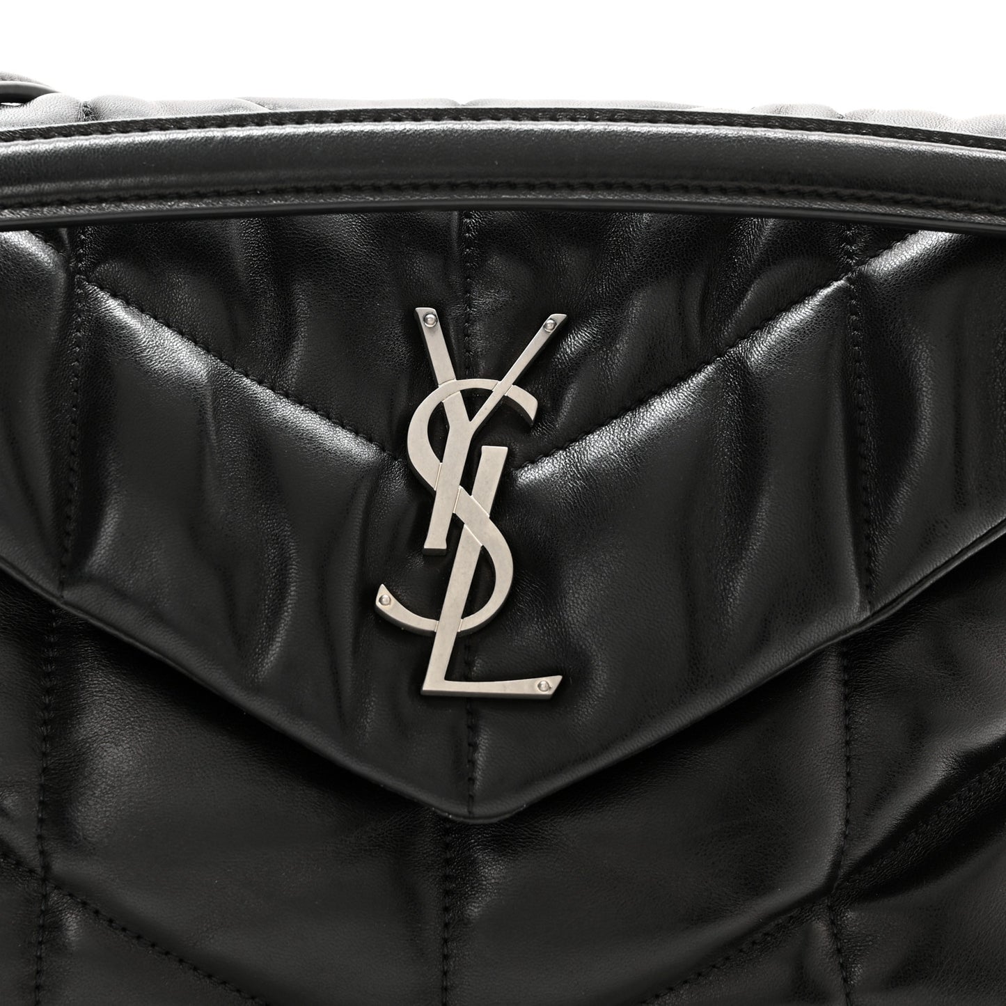 Lambskin Quilted Small Loulou Puffer Monogram Chain Satchel Black