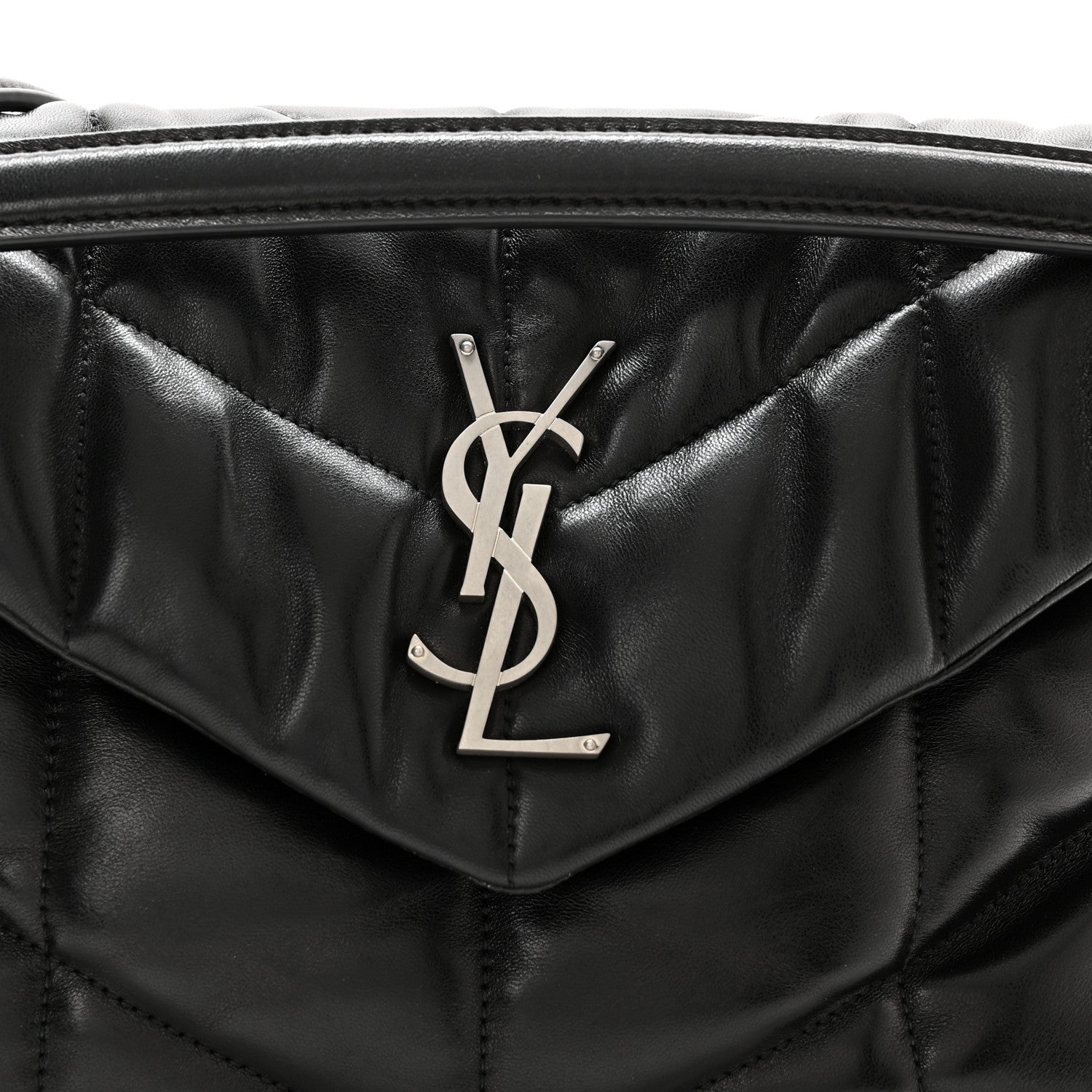 Saint Laurent Lambskin Quilted Small Loulou Puffer Monogram Chain Satchel Black 9 of 11