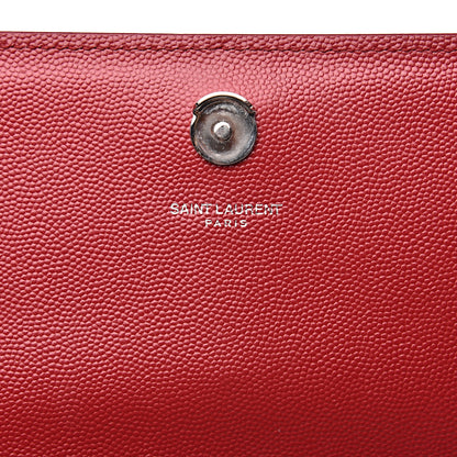 Saint Laurent Grain De Poudre Medium Monogram Kate Satchel Red 6 of 14