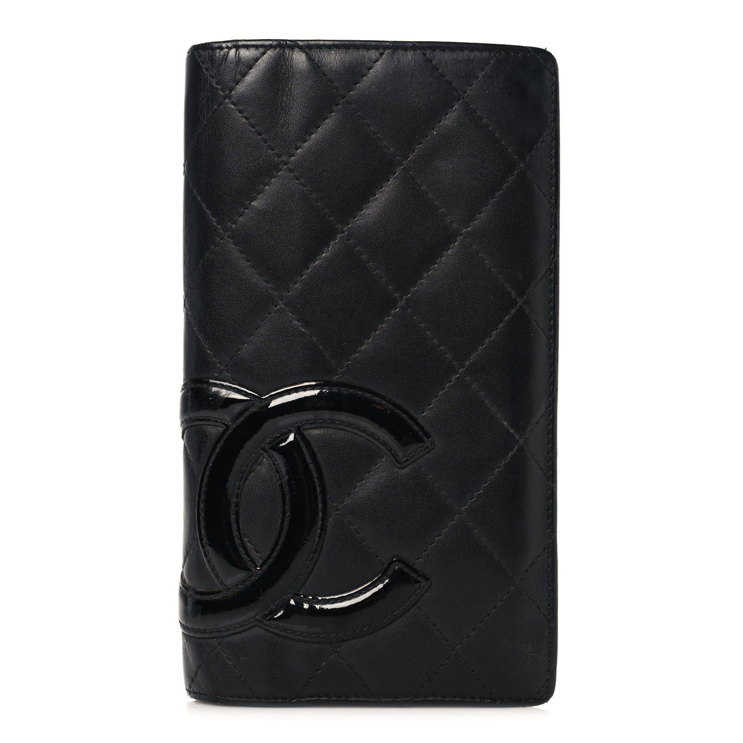 Calfskin Quilted Cambon Yen Wallet Black