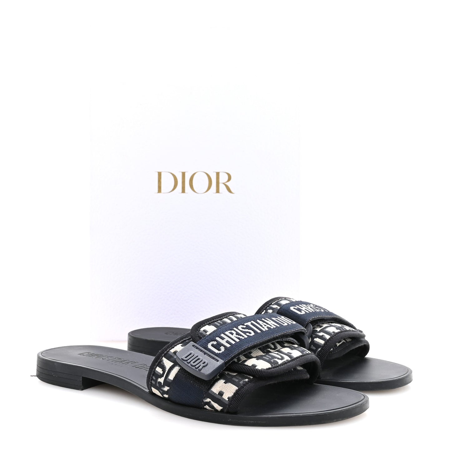 Nylon Oblique Dio(r)evolution Slide Sandals 40 Deep Blue