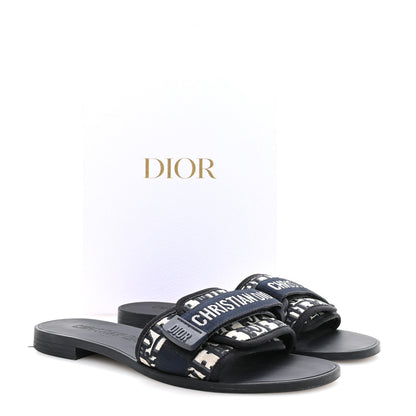 Christian Dior Nylon Oblique Dio(r)evolution Slide Sandals 40 Deep Blue 9 of 9