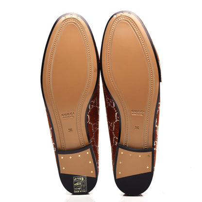 Gucci Canvas Lame GG Monogram Horsebit Womens Jordaan Loafers 36 Burnt Orange Silver 6 of 12