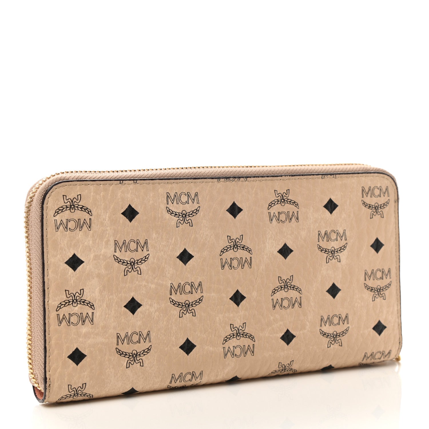 MCM Visetos Large Zip Around Wallet Beige 3 of 7