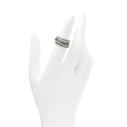 David Yurman Sterling Silver 14K White Gold Diamond 11mm Wide Crossover Cable Ring 49 4.75 2 of 4