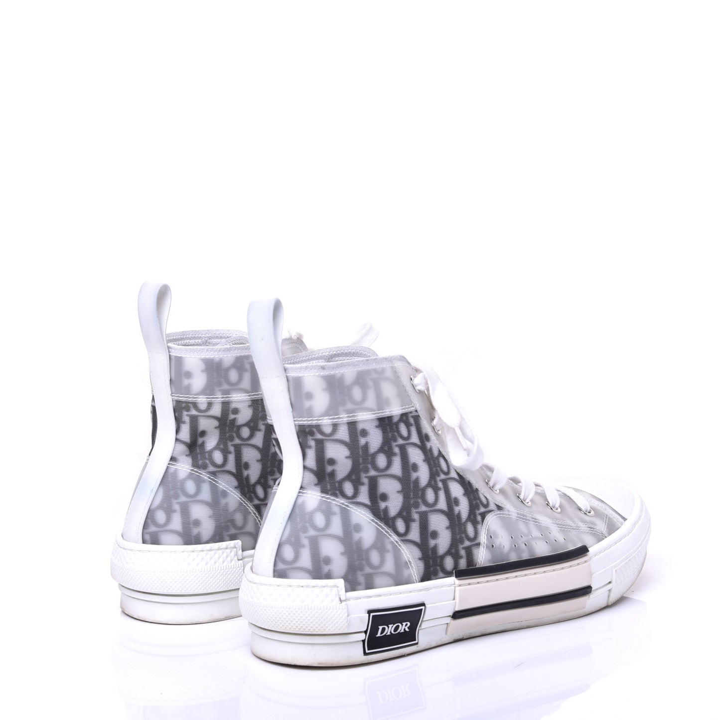 Technical Canvas Oblique Mens B23 High Top Sneakers 43 White Black