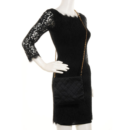 Chanel Satin Quilted Tassel Evening Bag Black 2 of 8