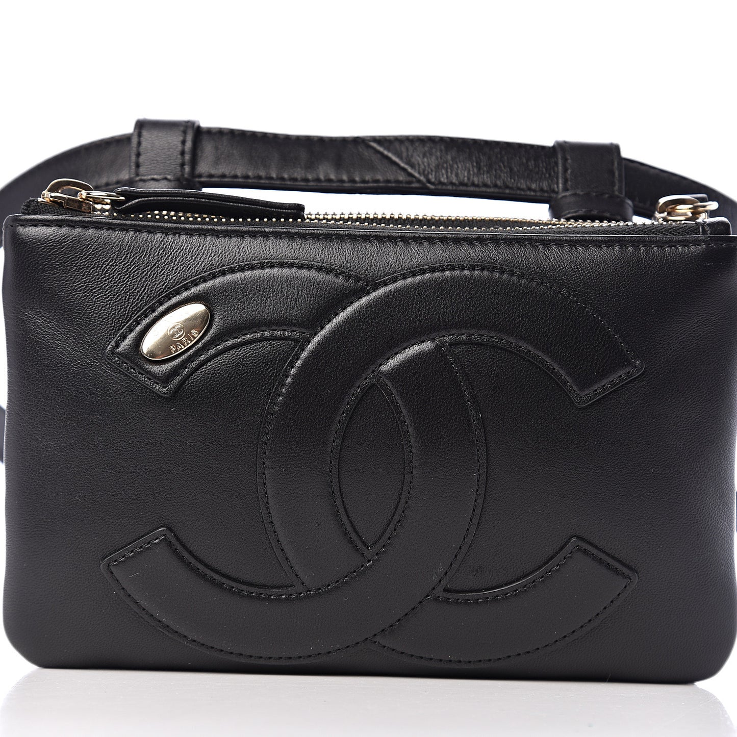 Lambskin CC Mania Waist Belt Bag Black