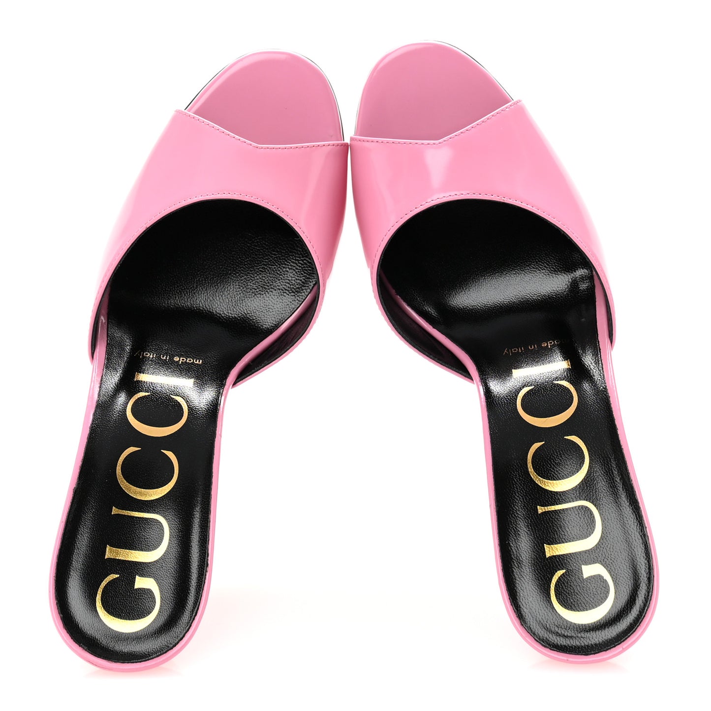 Polished Calfskin Scarlet Mid Heel Slide Sandals 36.5 Pink Plexi