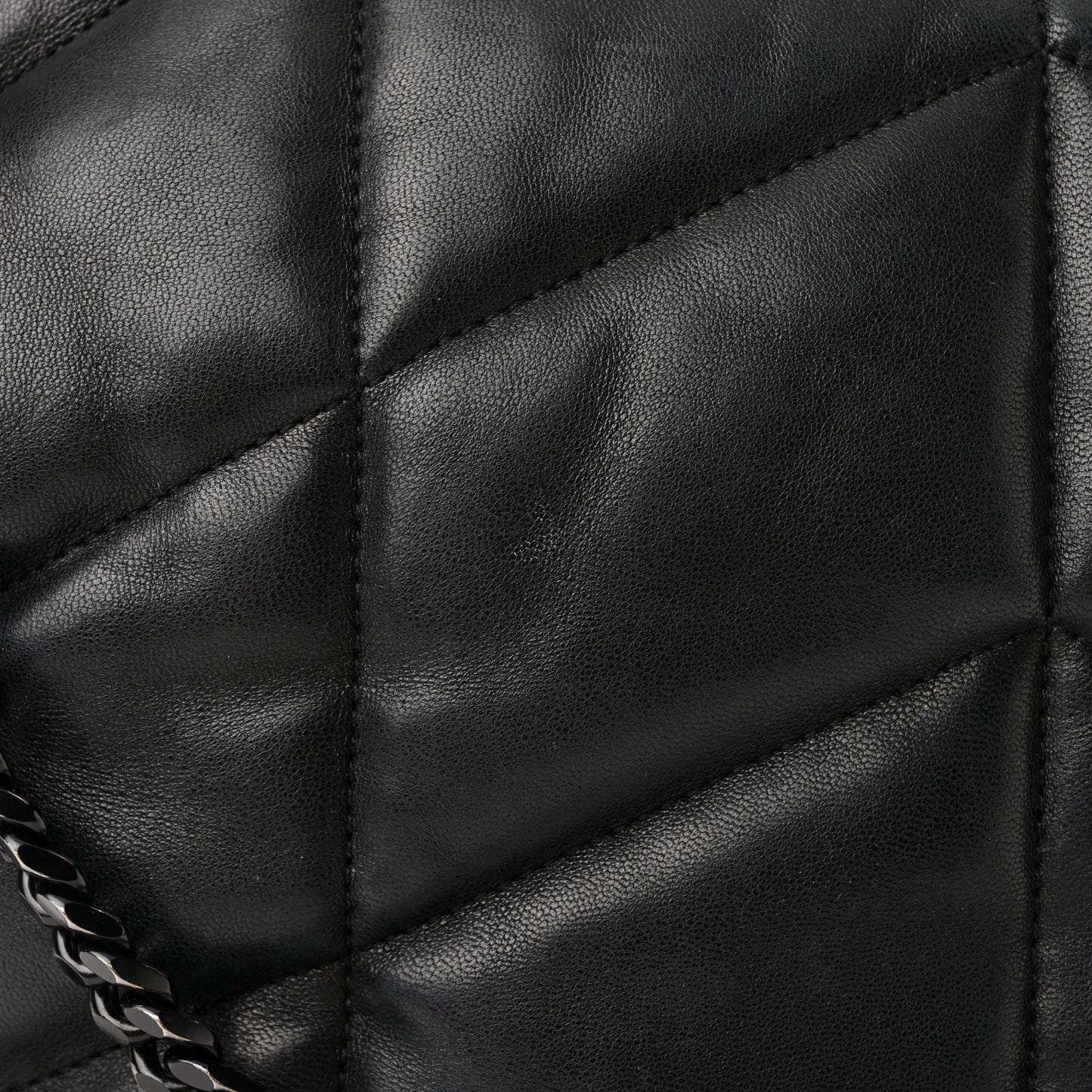 Lambskin Quilted Monogram Monochrome Medium Loulou Puffer Chain Satchel Black