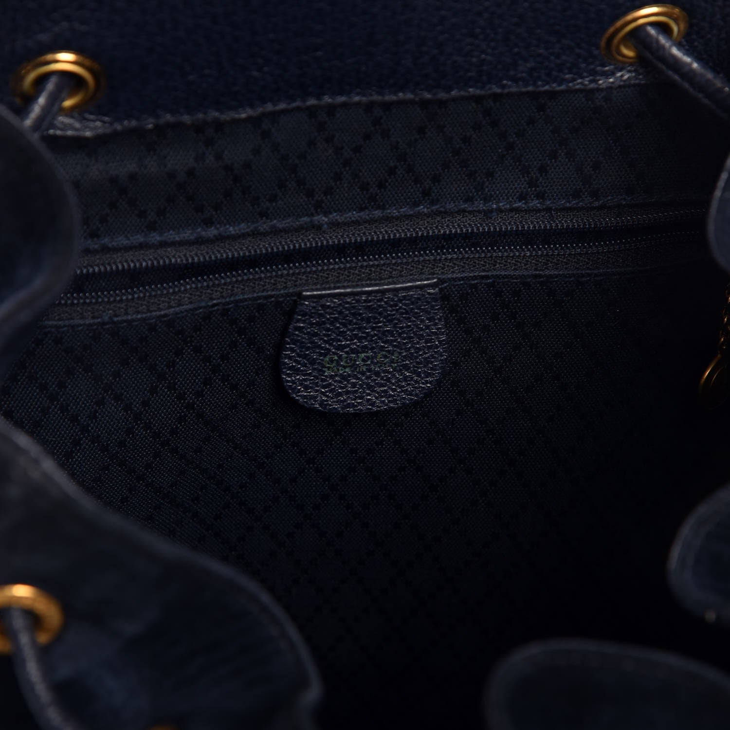 Gucci Suede Bamboo Backpack Navy Blue 3 of 9