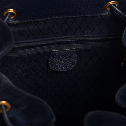 Gucci Suede Bamboo Backpack Navy Blue 3 of 9