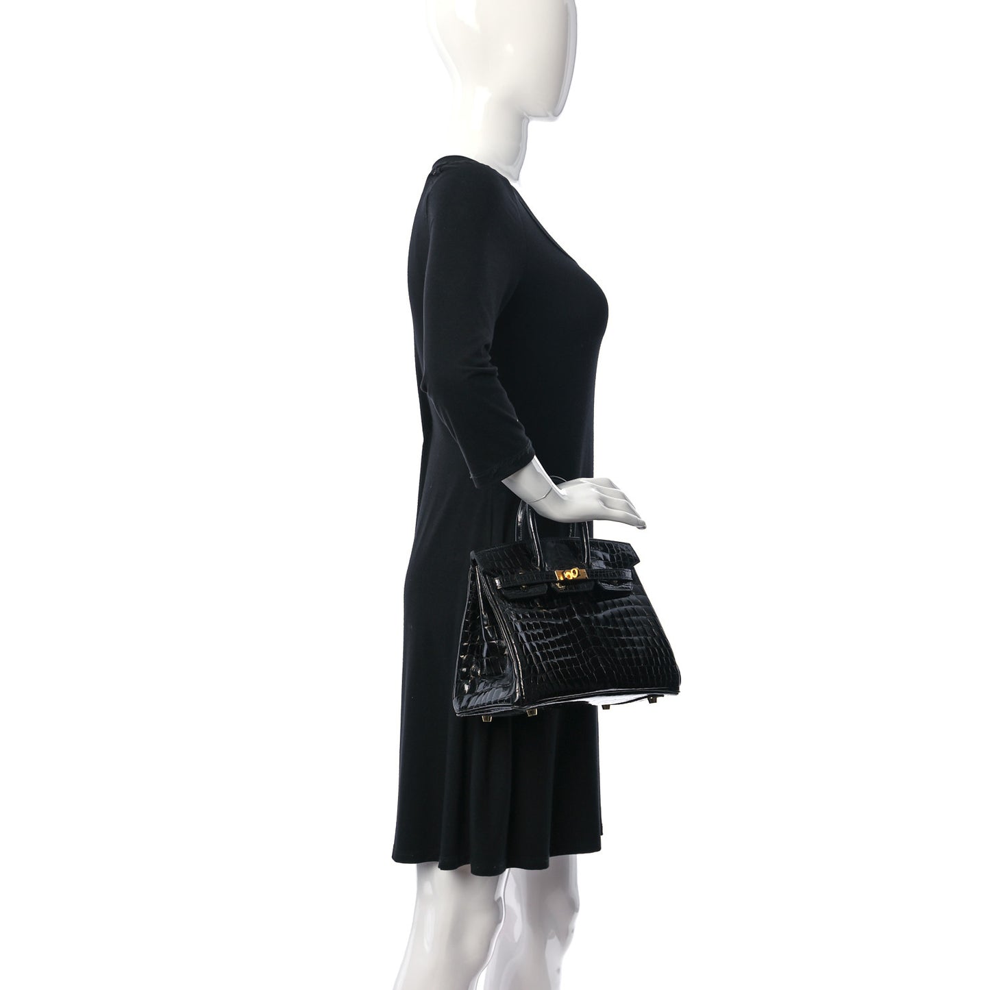 Shiny Niloticus Crocodile Birkin 25 Black