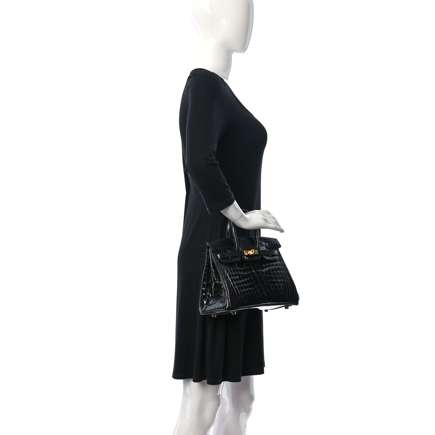 Hermes Shiny Niloticus Crocodile Birkin 25 Black 2 of 11