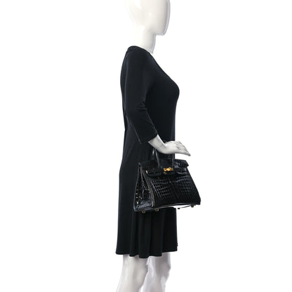 Hermes Shiny Niloticus Crocodile Birkin 25 Black 2 of 11