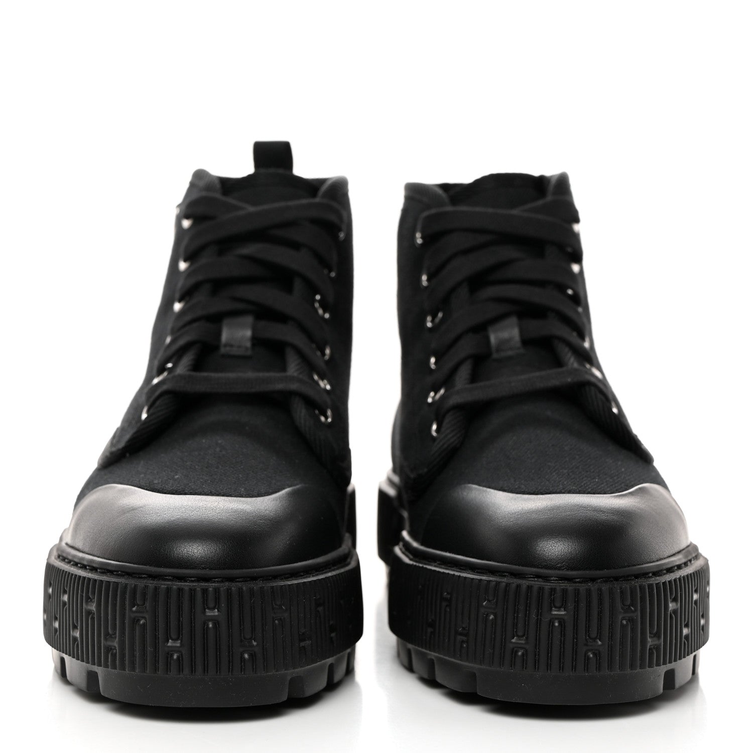 Hermes Canvas Calfskin Itineraire Ankle Boot 37 Black 2 of 7