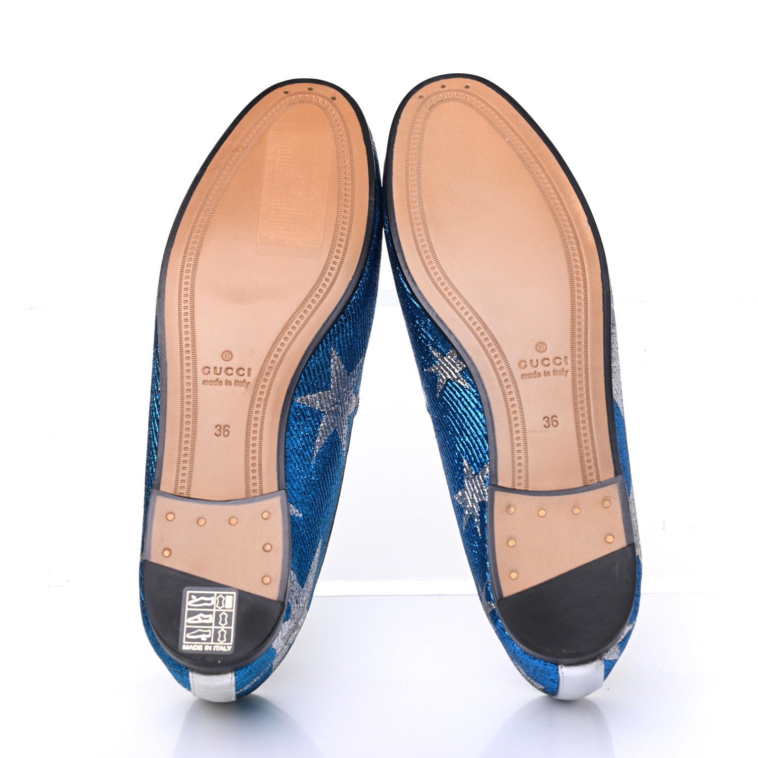 Gucci Lurex Calfskin Starry Sky Womens Jordaan Loafers 36 Bluette Silver 5 of 14