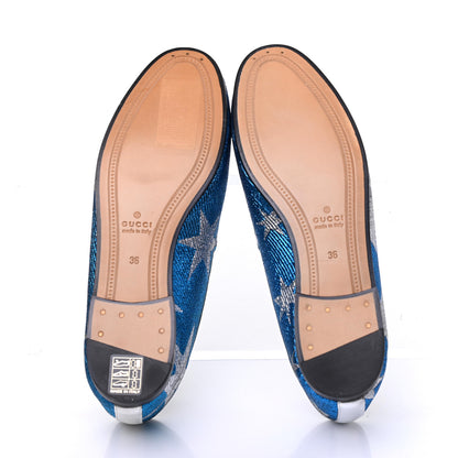 Gucci Lurex Calfskin Starry Sky Womens Jordaan Loafers 36 Bluette Silver 5 of 14
