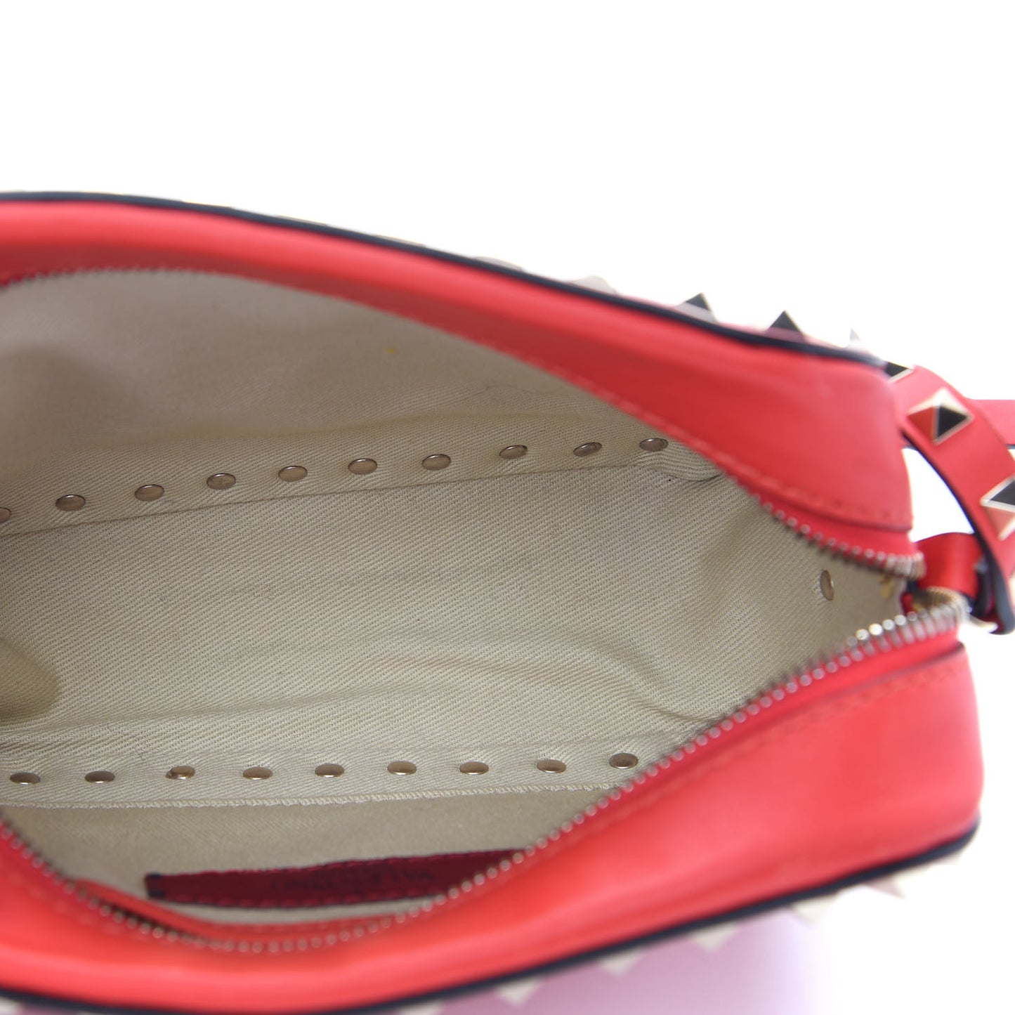 Calfskin Rockstud Camera Crossbody Bag Deep Orange
