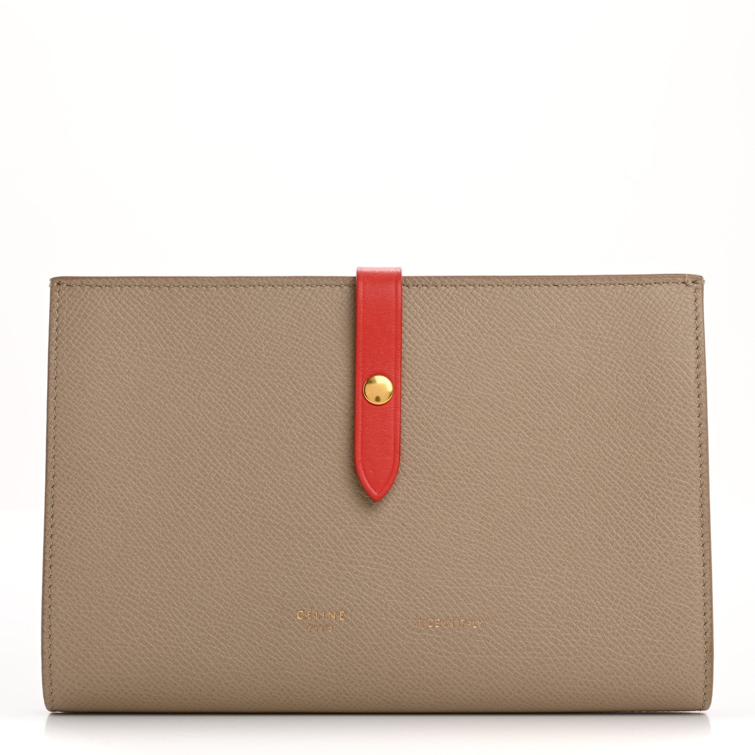 Celine Grained Calfskin Large Multifunction Strap Wallet Light Taupe Red 1 of 10