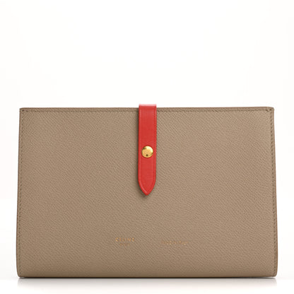 Celine Grained Calfskin Large Multifunction Strap Wallet Light Taupe Red 1 of 10