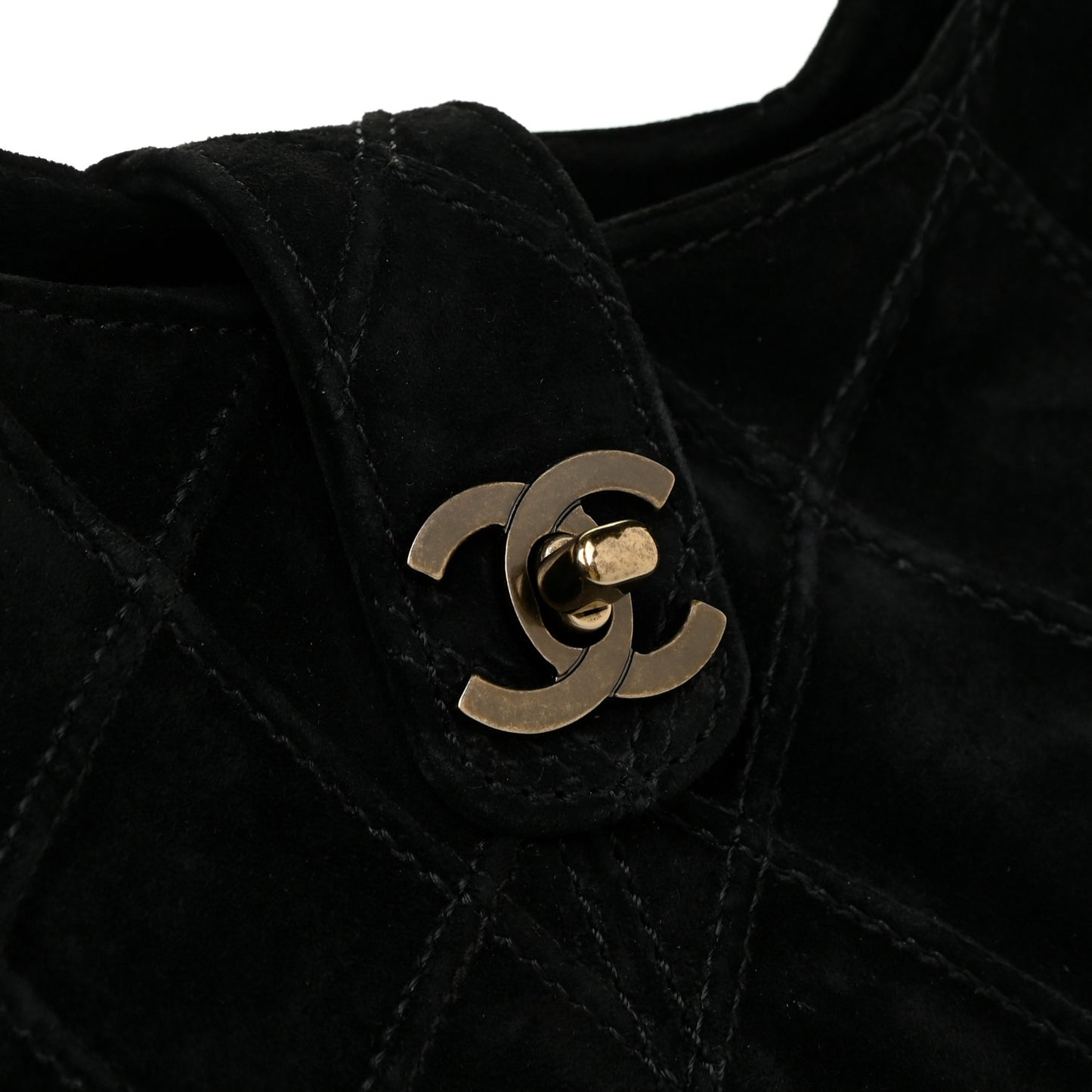 Suede Stitched Hobo Black