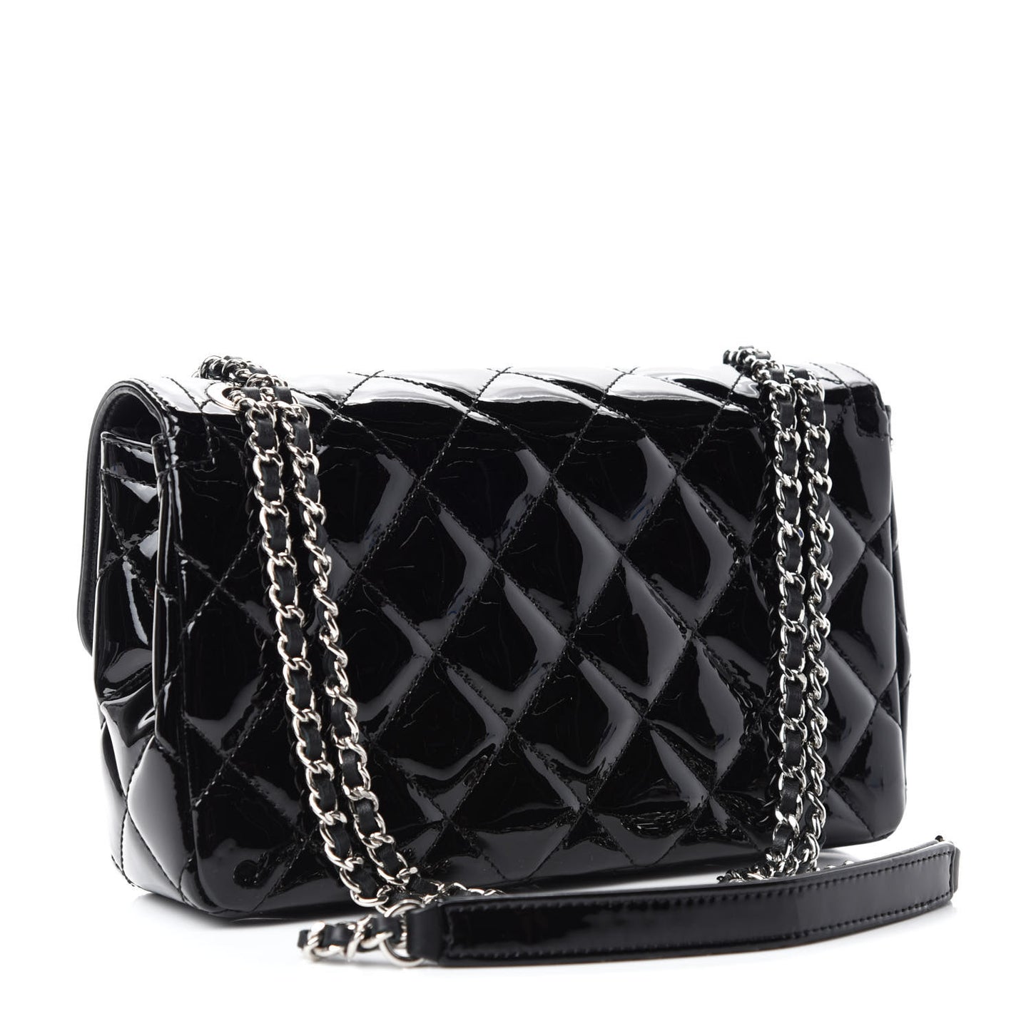 Patent Quilted Small Coco Shine Flap Black