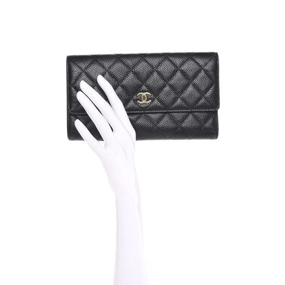Chanel Caviar Quilted Flap Wallet Black 2 of 8