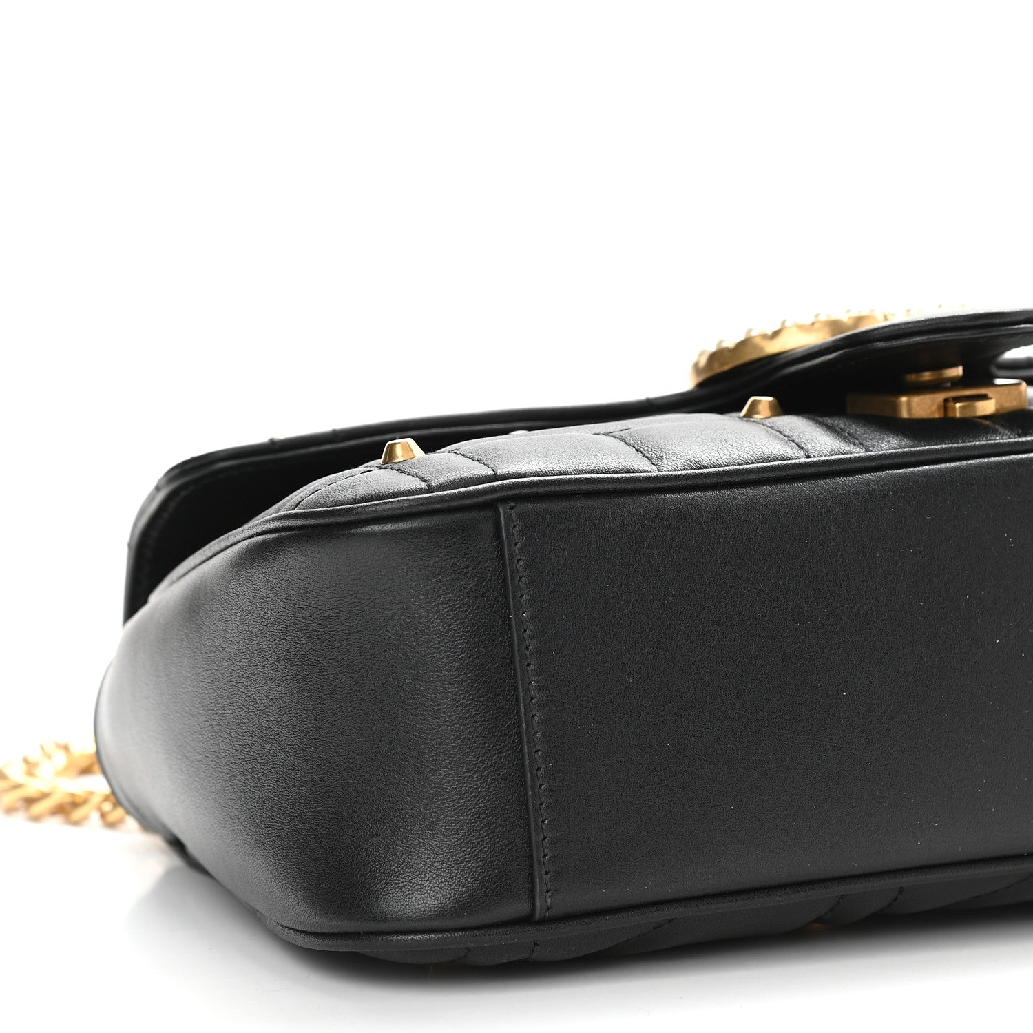 Gucci Calfskin Matelasse Studded Small Pearly GG Marmont Shoulder Bag Black 9 of 10