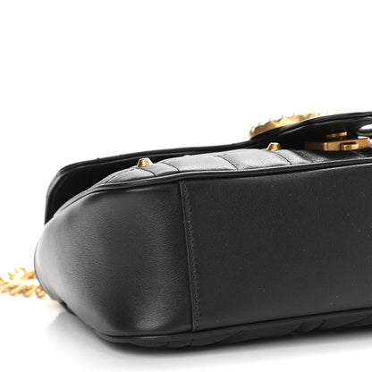 Gucci Calfskin Matelasse Studded Small Pearly GG Marmont Shoulder Bag Black 9 of 10