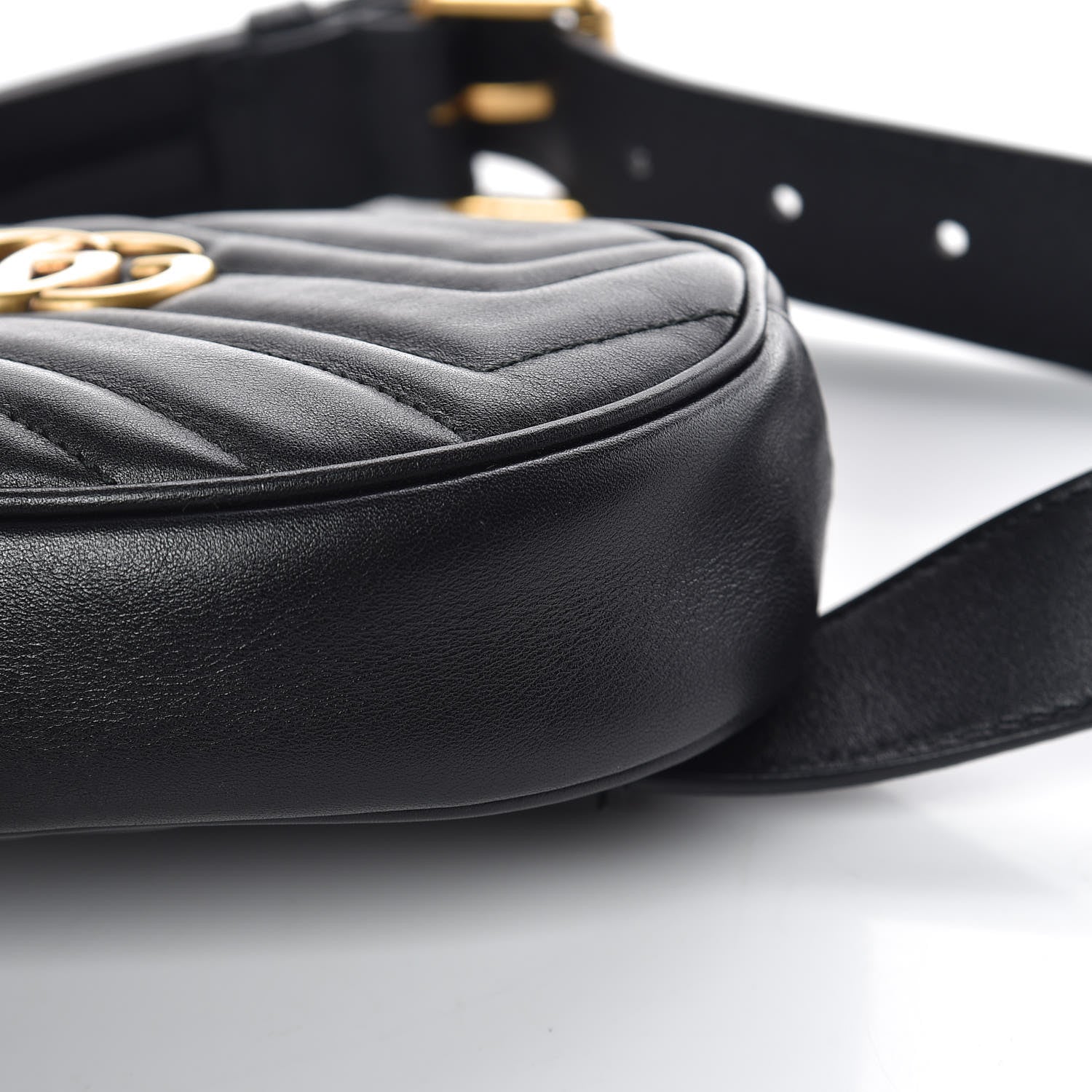 Gucci Calfskin Matelasse GG Marmont Belt Bag 75 30 Black 6 of 10