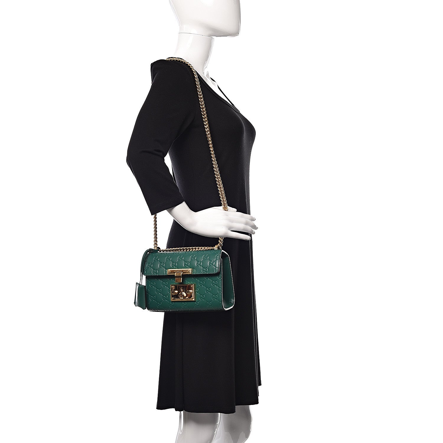 Gucci Guccissima Small Padlock Shoulder Bag Emerald 2 of 5