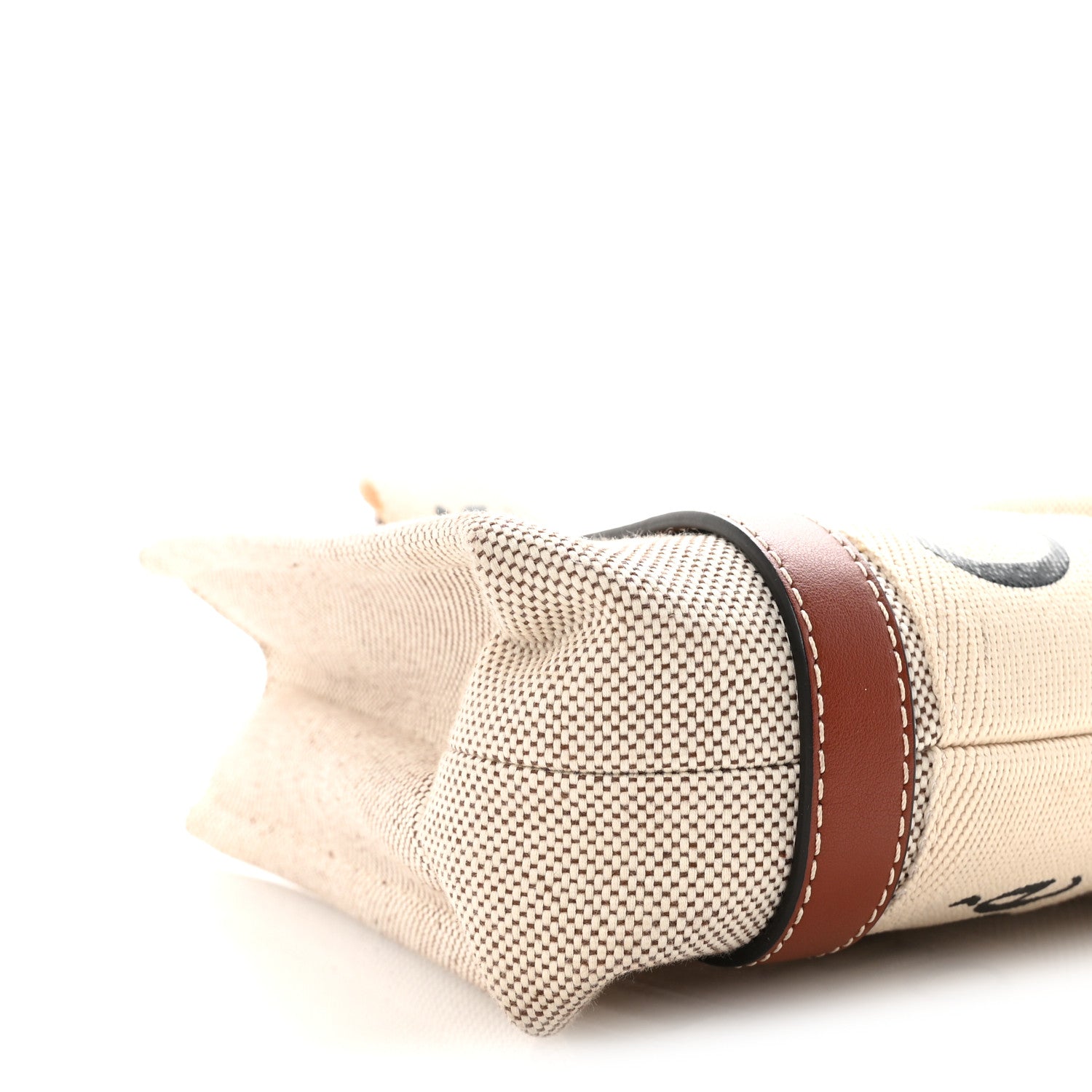 Chloe Cotton Calfskin Small Woody Ribbon Tote  White Brown 9 of 10