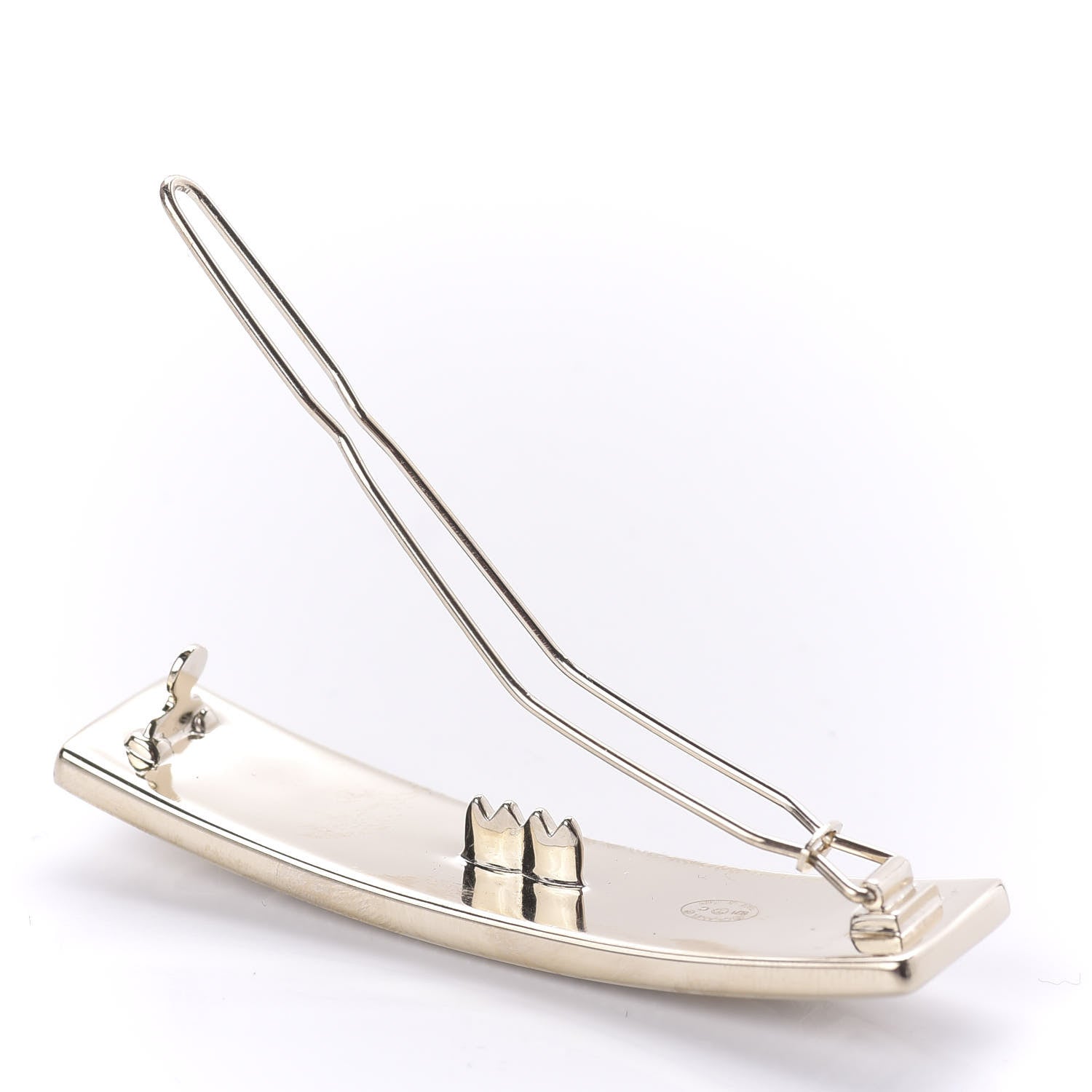 Chanel Metal Crystal Logo Hair Clip Gold 3 of 5