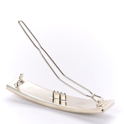 Chanel Metal Crystal Logo Hair Clip Gold 3 of 5