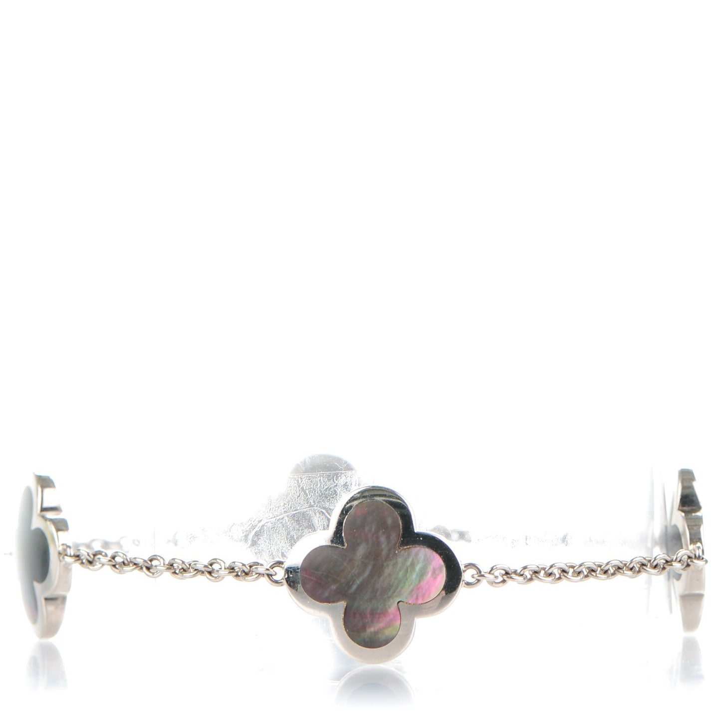 18K White Gold Gray Mother of Pearl 4 Motifs Pure Alhambra Bracelet