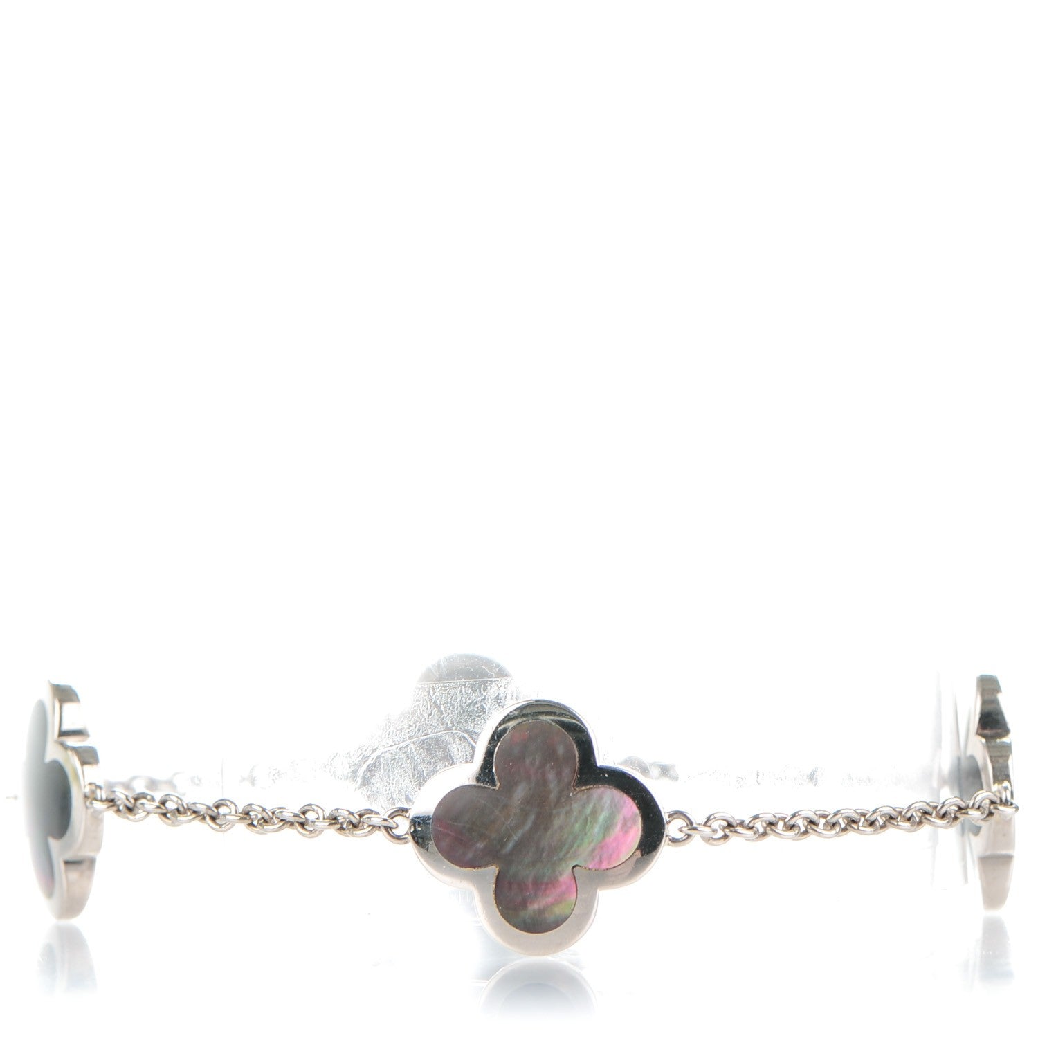 Van Cleef & Arpels 18K White Gold Gray Mother of Pearl 4 Motifs Pure Alhambra Bracelet 1 of 5
